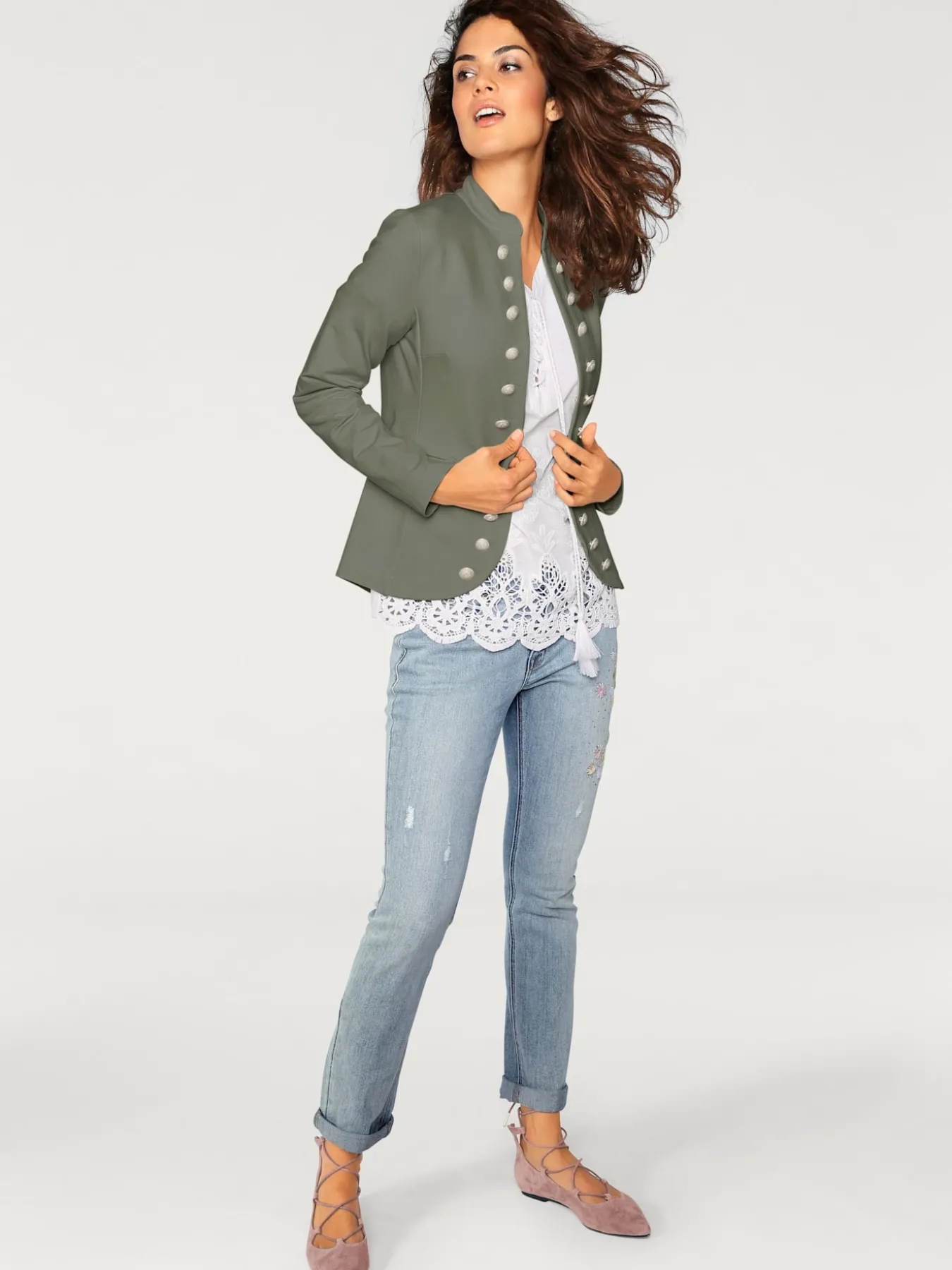 Blazer en jersey look tendance