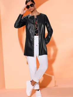 Blazer en synthétique coupe longue affinante