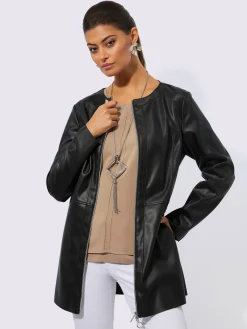Blazer en synthétique coupe longue affinante