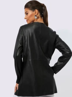 Blazer en synthétique coupe longue affinante