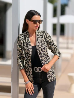 Blazer jacquard joli jacquard à l'aspect animal