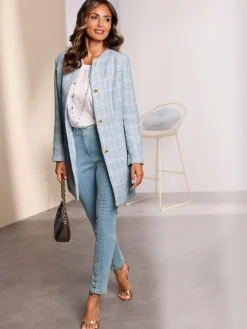 Blazer long boutons fantaisie dorés