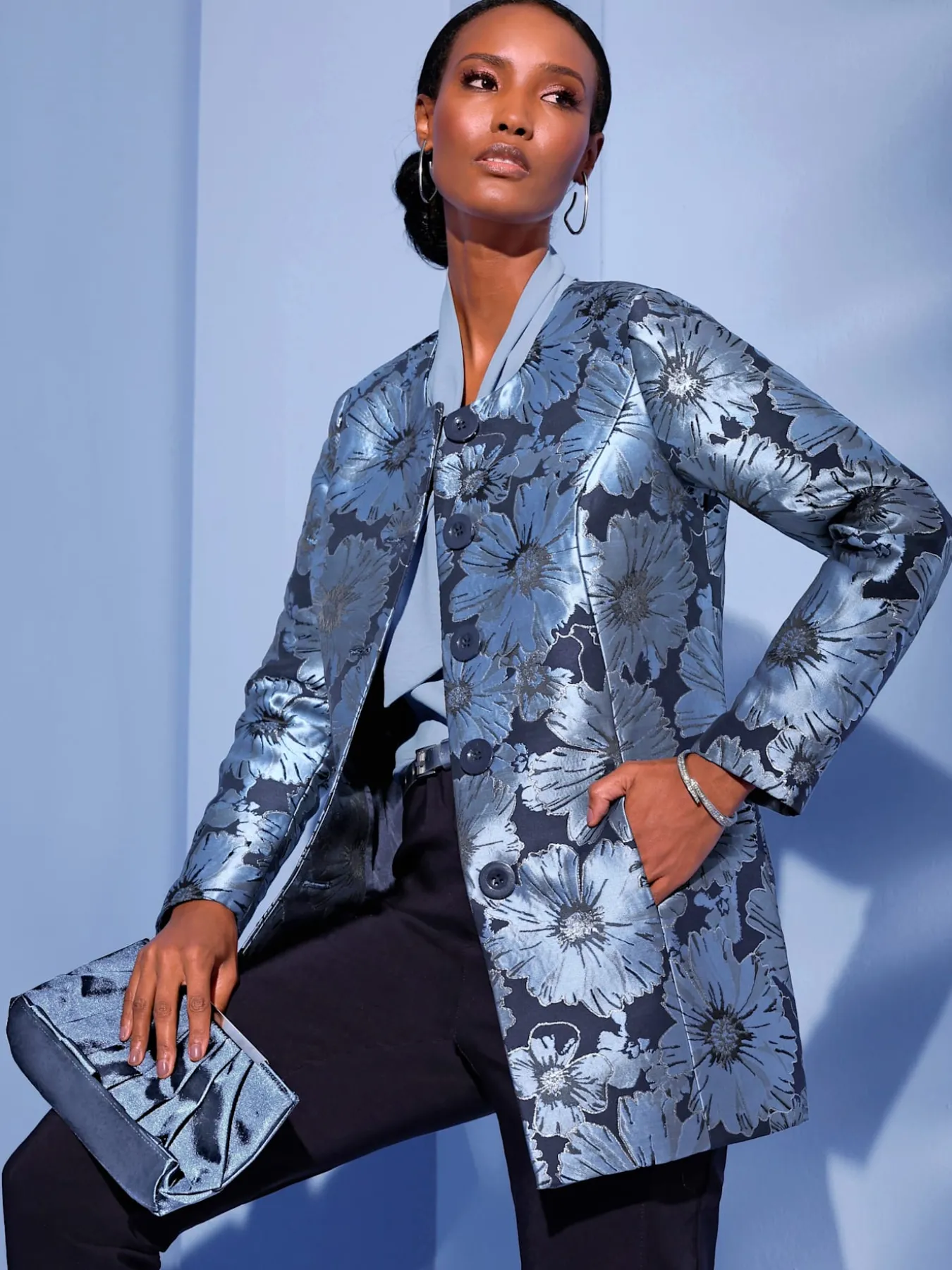 Blazer long jacquard de qualité
