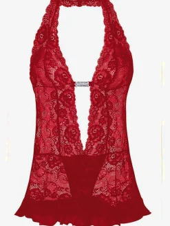 Body avec bride au cou combiné érotique en dentelle avec jolie encolure profonde