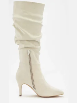 Bottes à glissière fronces tendance avec talon compensé confortable d'env. 8 cm