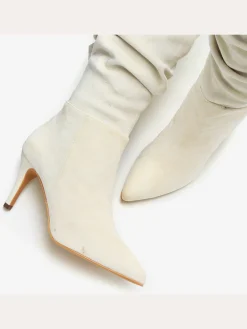 Bottes à glissière fronces tendance avec talon compensé confortable d'env. 8 cm