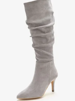 Bottes à glissière fronces tendance avec talon compensé confortable d'env. 8 cm