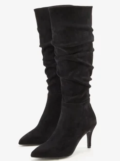 Bottes à glissière fronces tendance avec talon compensé confortable d'env. 8 cm