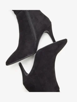 Bottes à glissière fronces tendance avec talon compensé confortable d'env. 8 cm