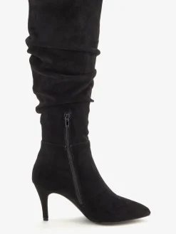 Bottes à glissière fronces tendance avec talon compensé confortable d'env. 8 cm