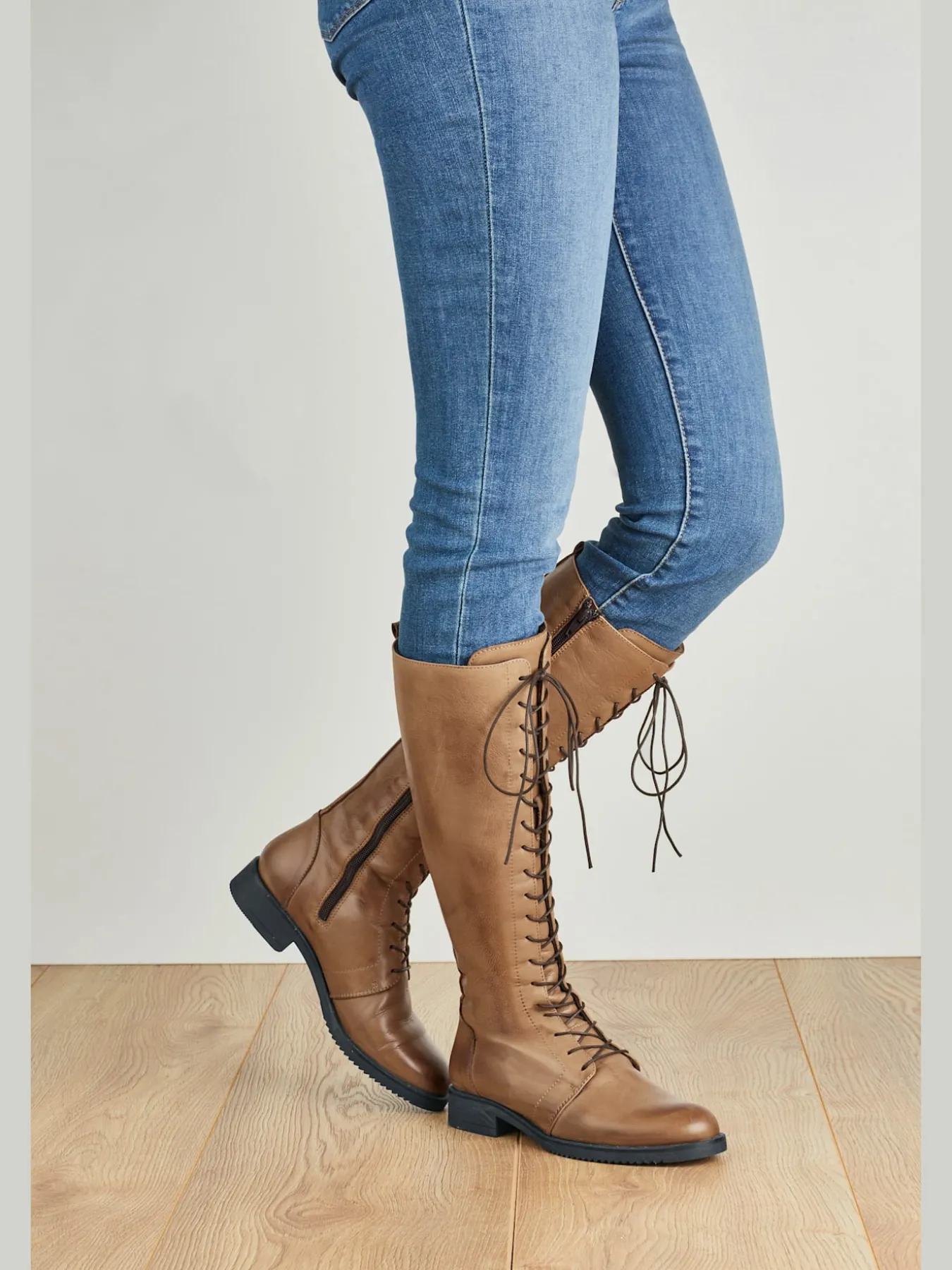 Bottes à lacets cuir nappa de vache