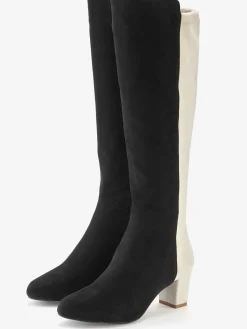 Bottes avec tige longe effet bicolore