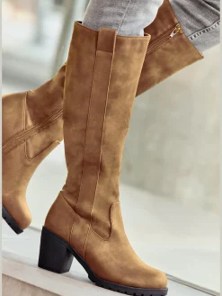 Bottes pour jambe large talon bottier confortable et tige large