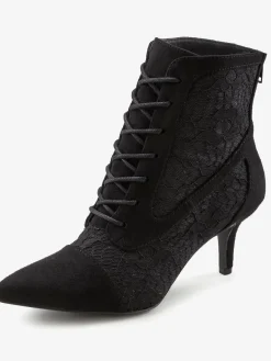 Bottines à lacets détails en dentelle tendance