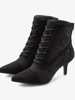 Bottines à lacets détails en dentelle tendance