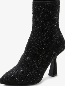 Bottines à talon haut petites pierres fantaisie pour une allure glamour