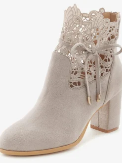 Bottines à talon haut superbe empiècement en dentelle féminin