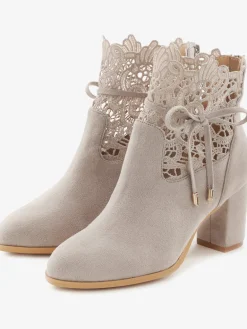 Bottines à talon haut superbe empiècement en dentelle féminin