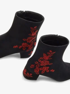 Bottines au motif floral en synthétique velours doux