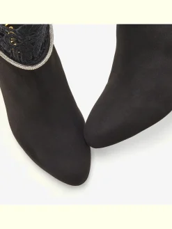 Bottines avec empiècement en dentelle élégant et chaînes brillantes et tendance