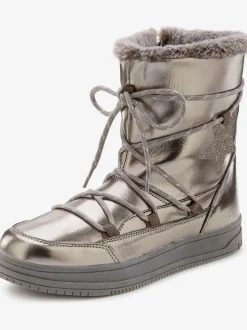 Bottines d'hiver avec doublure chaude confortable et effet métallisé