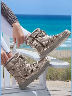 Bottines d'hiver avec doublure chaude confortable et effet métallisé