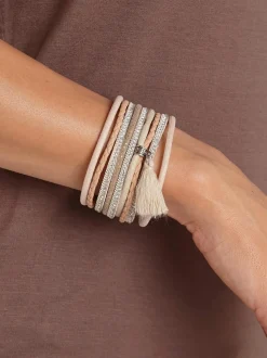 Bracelet bandes multi-rangées avec houppe