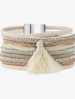 Bracelet bandes multi-rangées avec houppe