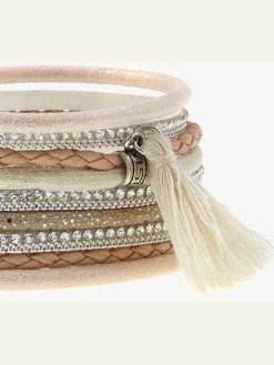 Bracelet bandes multi-rangées avec houppe