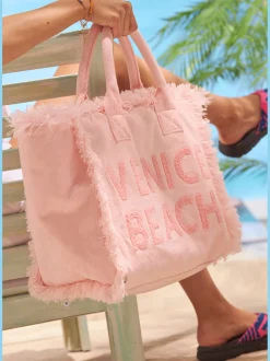 Cabas sac de plage tendance effet éponge avec franges