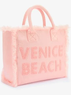 Cabas sac de plage tendance effet éponge avec franges
