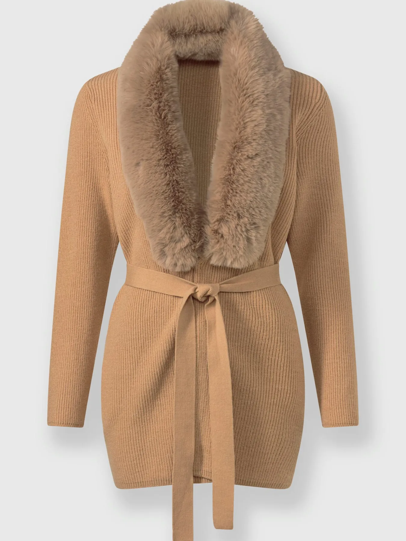 Cardigan empiècement imitation fourrure amovible