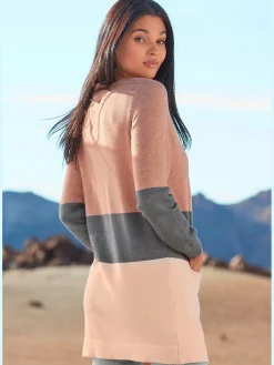 Cardigan longue veste en tricot légère avec rayures