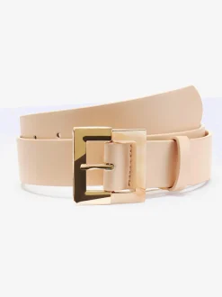 Ceinture hanches ceinture tendance avec boucle bicolore en résine synthétique et métal avec détails couleur or.