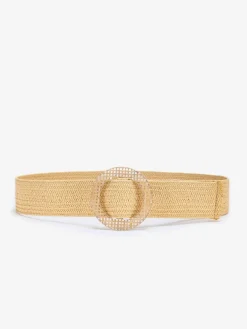 Ceinture tendance imitation raphia avec boucle semi-transparente