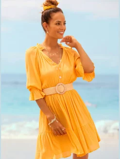 Ceinture tendance imitation raphia avec boucle semi-transparente