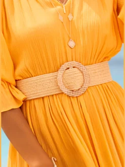 Ceinture tendance imitation raphia avec boucle semi-transparente