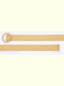 Ceinture tendance imitation raphia avec boucle semi-transparente