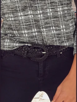 Ceinture tressée tendance avec boucle ton sur ton