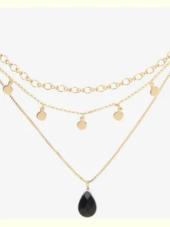 Chaîne avec pendentif collier 3 rangées, effet superposé