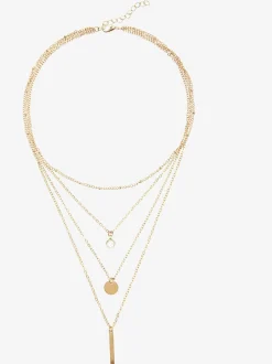 Chaîne avec pendentif pendentif pendule et cercle réparti sur trois rangées