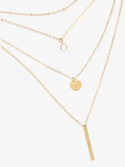 Chaîne avec pendentif pendentif pendule et cercle réparti sur trois rangées