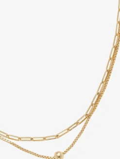 Chaîne en acier inoxydable collier à 2 rangs avec pendentif en forme de sphère