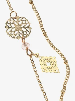 Chaîne longue avec plumes et pendentifs