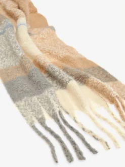 Écharpe effet cache-cœur moelleuse à carreaux tendance