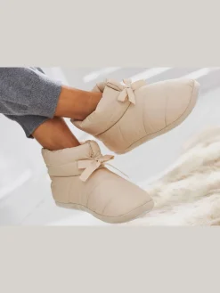 Chaussons bottines moelleuses avec lien à nouer réglable