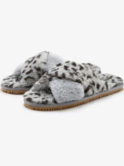 Chaussons imprimé léopard tendance et bande croisée confortable