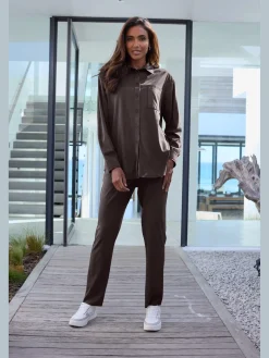 Chemise à manches longues en synthétique velours