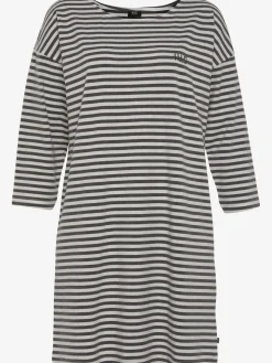 Chemise de nuit courte à rayures en fils teintés