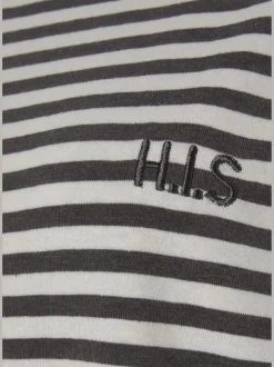 Chemise de nuit courte à rayures en fils teintés